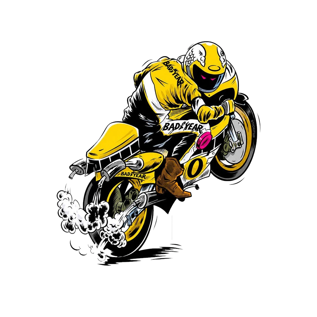 Biker Yellow Sticker